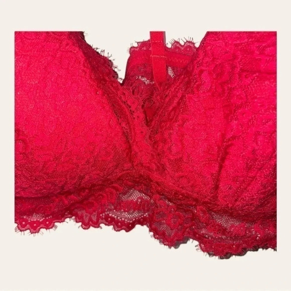 0608W. Aerie Women's Red Lace Racerback Bralette Size Large Wireless‎ - Picture 6 of 10